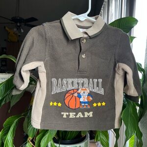Miniwear Brown Basketball Team Long Sleeve Polo